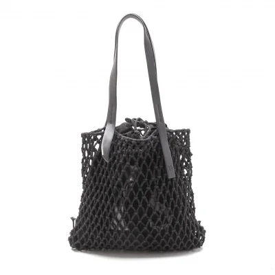 ワイズY's ロゴプリント巾着ネットバッグ 黒