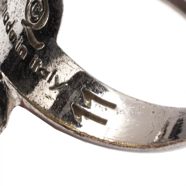 アレキサンダーマックイーンAlexander McQUEEN ラインストーンスカルリング シルバー11号 K-117955_006