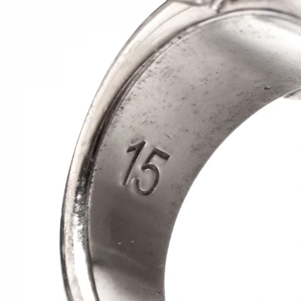 アレキサンダーマックイーンAlexander McQUEEN ラインストーンスカル&チェーンダブルフィンガーリング シルバー13/15号 K-117957_010