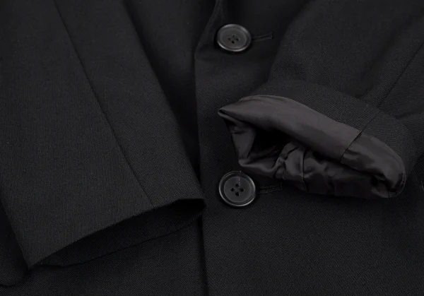ヨウジヤマモト ファムYohji Yamamoto FEMME バックレースアップウールギャバロングジャケット 黒2 K-117967_010