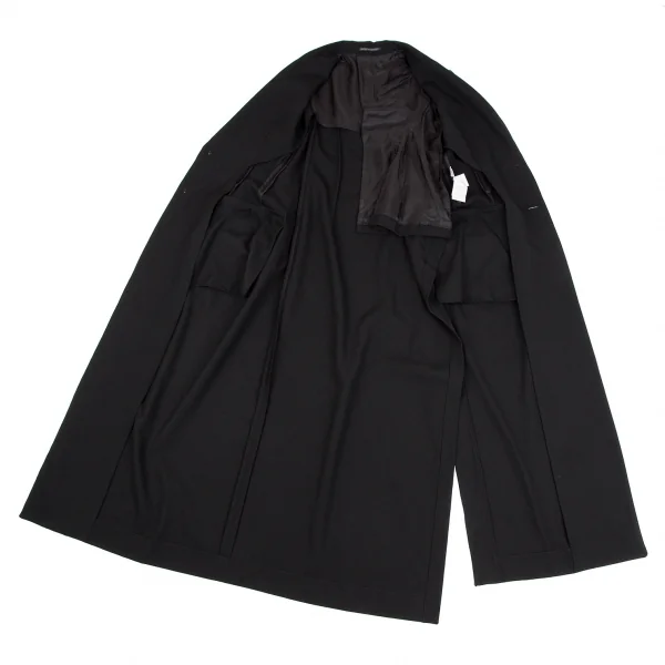 ヨウジヤマモト ファムYohji Yamamoto FEMME バックレースアップウールギャバロングジャケット 黒2 K-117967_014