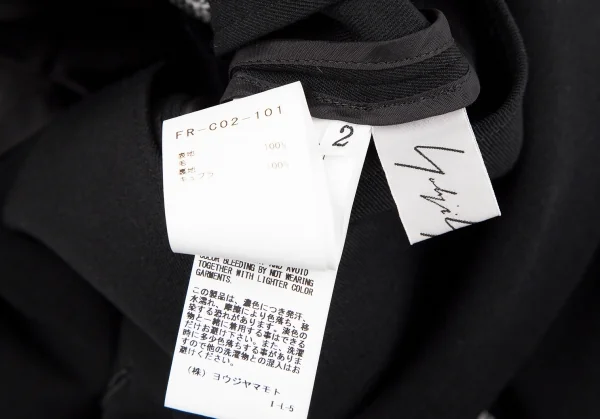 ヨウジヤマモト ファムYohji Yamamoto FEMME バックレースアップウールギャバロングジャケット 黒2 K-117967_017