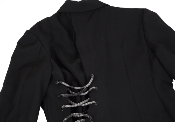 ヨウジヤマモト ファムYohji Yamamoto FEMME バックレースアップウールギャバロングジャケット 黒2 K-117967_003