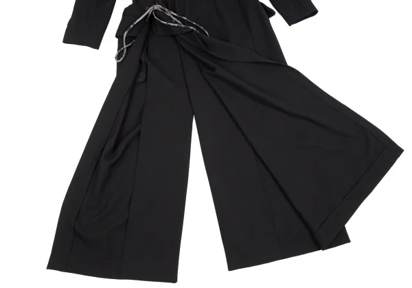 ヨウジヤマモト ファムYohji Yamamoto FEMME バックレースアップウールギャバロングジャケット 黒2 K-117967_005