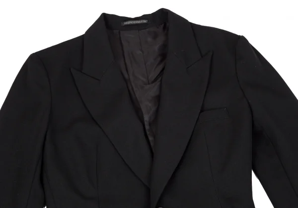 ヨウジヤマモト ファムYohji Yamamoto FEMME バックレースアップウールギャバロングジャケット 黒2 K-117967_007