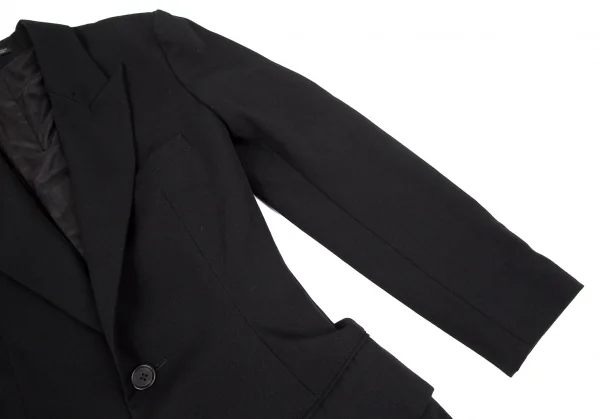 ヨウジヤマモト ファムYohji Yamamoto FEMME バックレースアップウールギャバロングジャケット 黒2 K-117967_009