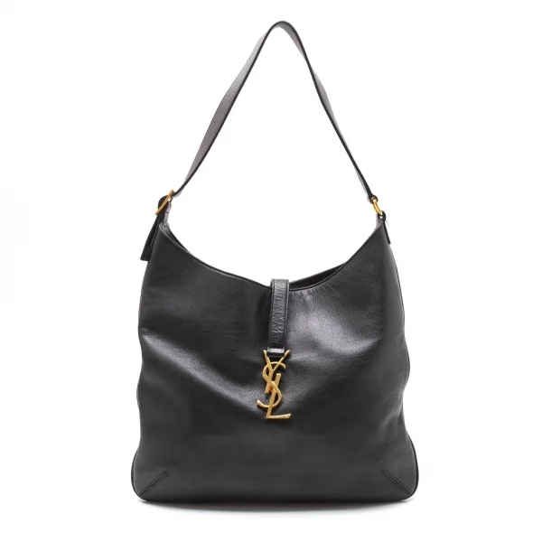 サンローランパリSAINT LAURENT PARIS カサンドラチャームレザーホーボーバッグ 黒 K-117970_001