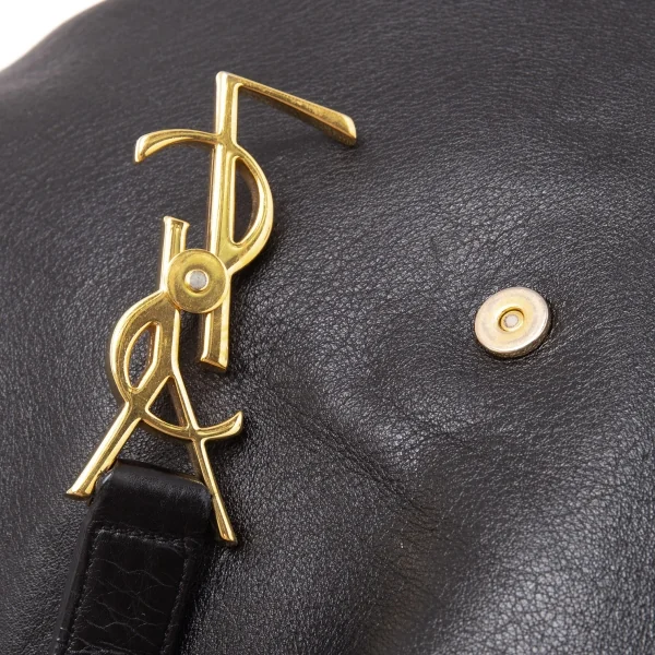 サンローランパリSAINT LAURENT PARIS カサンドラチャームレザーホーボーバッグ 黒 K-117970_013