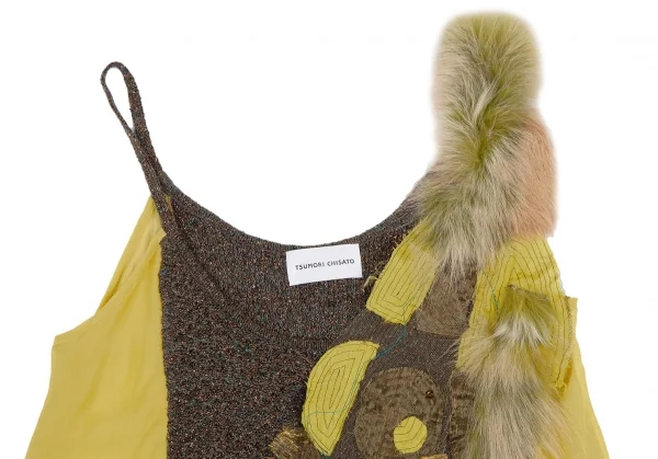 ツモリチサトTSUMORI CHISATO ラビットファー装飾キャミソール 黄色2 K-117974_003