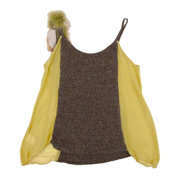 ツモリチサトTSUMORI CHISATO ラビットファー装飾キャミソール 黄色2 K-117974_009
