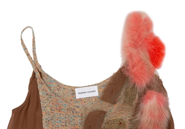 ツモリチサトTSUMORI CHISATO ラビットファー装飾キャミソール モカ2 K-117975_003