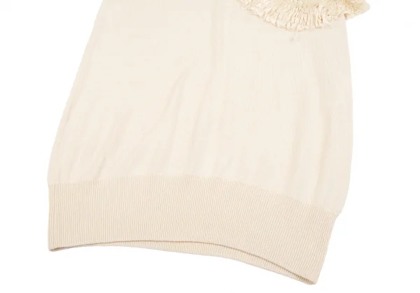 ツモリチサトTSUMORI CHISATO シルクカシミヤフリル装飾ノースリーブニットチュニック ベージュ2 K-117977_008