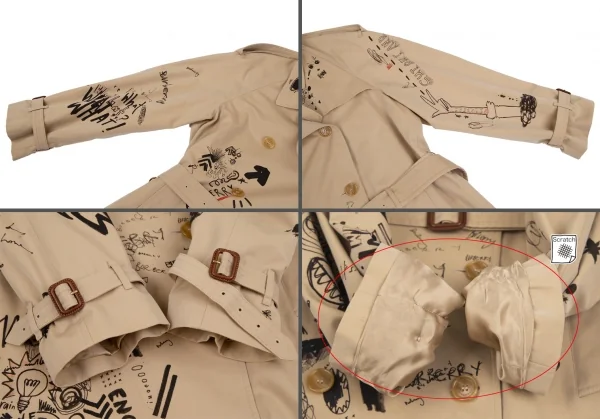 タグ切れ Burberryグラフィックプリント トレンチコート ベージュ バーバリーBURBERRY コットンギャバグラフィックプリント