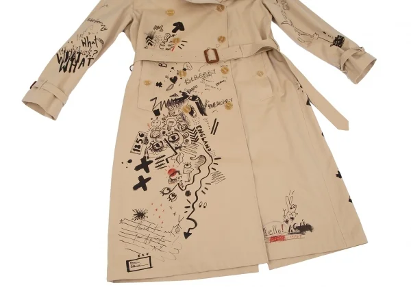 バーバリーBURBERRY コットンギャバグラフィックプリントトレンチコート ベージュ48 K-118001_004