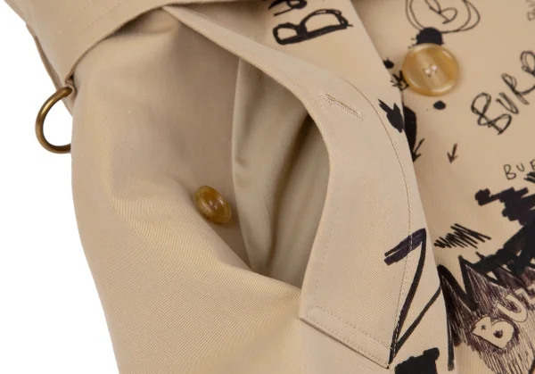 バーバリーBURBERRY コットンギャバグラフィックプリントトレンチコート ベージュ48 K-118001_005