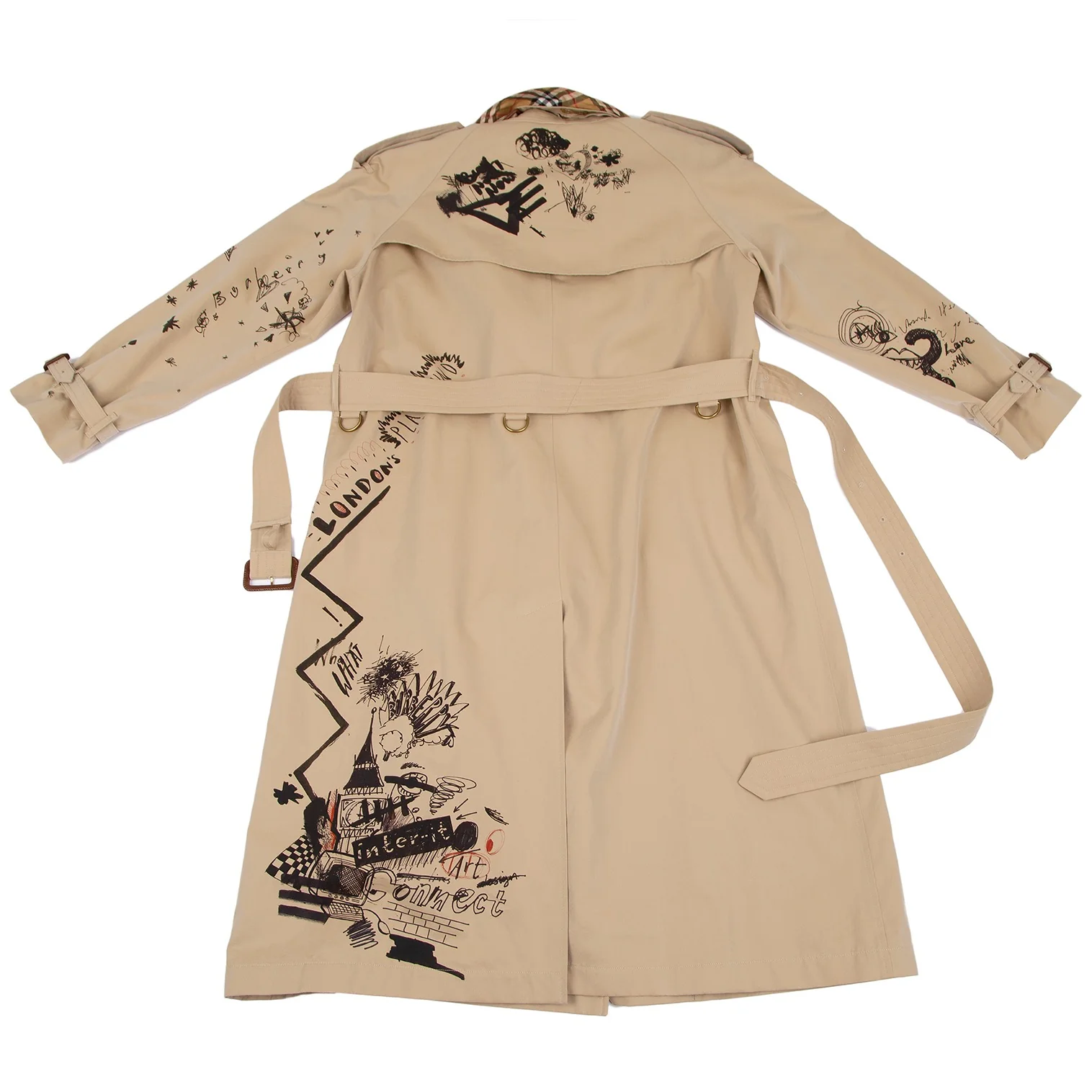 BURBERRY Graphic Printed Checker Lining Trench Coat Beige 48