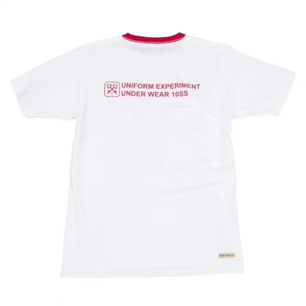 ユニフォームエクスペリメントuniform experiment WhiteLine バックロゴリンガーTシャツ 白赤2 K-118008_001