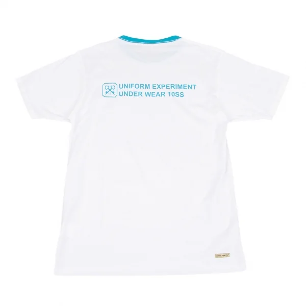 ユニフォームエクスペリメントuniform experiment WhiteLine バックロゴリンガーTシャツ 水色 白2 K-118009_001