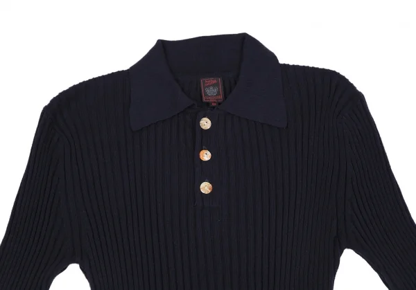 ジャンポールゴルチエ クラシックJean Paul GAULTIER CLASSIQUE コットンレーヨンリブポロニット 紺48 K-118013_002