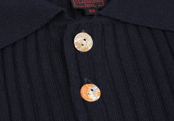 ジャンポールゴルチエ クラシックJean Paul GAULTIER CLASSIQUE コットンレーヨンリブポロニット 紺48 K-118013_003