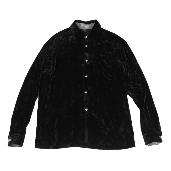 Jean-Paul GAULTIER HOMME Buffalo Metal Button Velor Shirt Black 48 K-118019_001