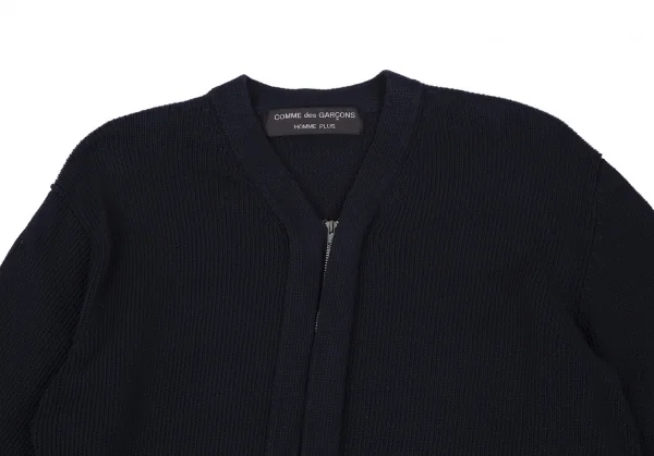 コムデギャルソンオムプリュスCOMME des GARCONS HOMME PLUS コットンカーブジップニットカーディガン 紺M位 K-118025_002