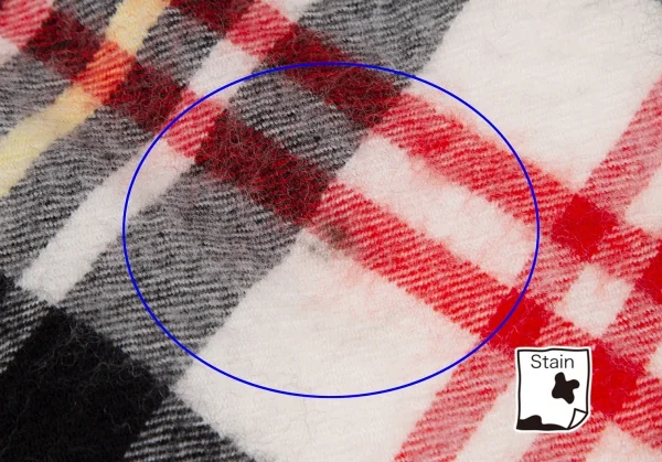 コムデギャルソンオムCOMME des GARCONS HOMME ウール縮絨フリンジチェックマフラー 黒赤白 K-118036_004