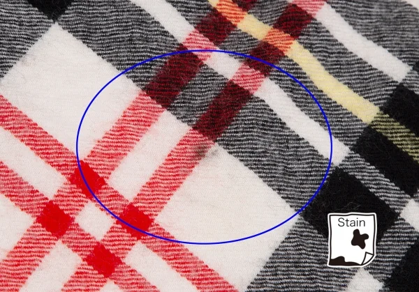 コムデギャルソンオムCOMME des GARCONS HOMME ウール縮絨フリンジチェックマフラー 黒赤白 K-118036_005