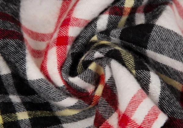 コムデギャルソンオムCOMME des GARCONS HOMME ウール縮絨フリンジチェックマフラー 黒赤白 K-118036_006