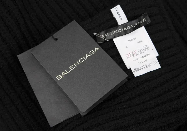 バレンシアガBALENCIAGA ウールニットマフラー 黒 K-118037_006