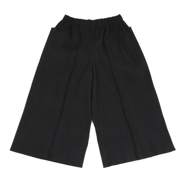 イッセイミヤケ ミーISSEY MIYAKE me A-POC INSIDE ファインニットプリーツワイドクロップドパンツ 黒F K-118057_001