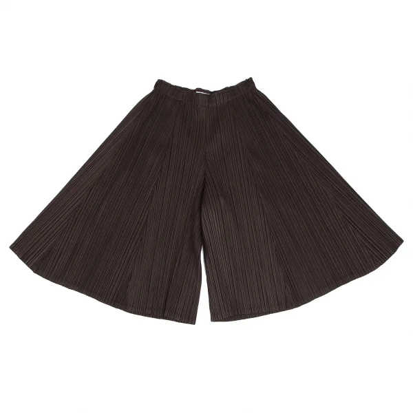 プリーツプリーズPLEATS PLEASE プリーツクロップドガウチョパンツ 茶2 K-118071_001