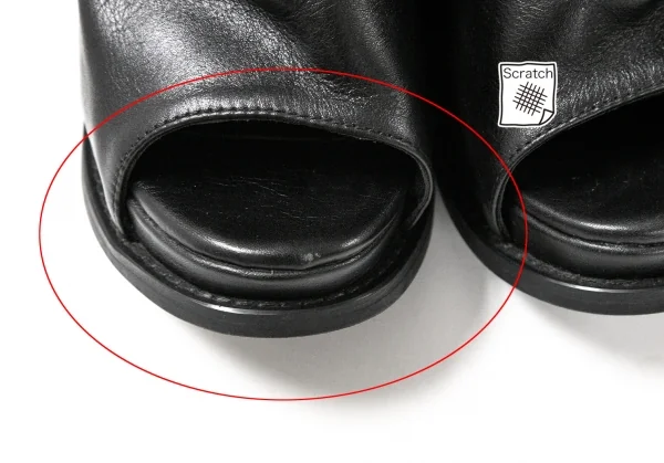 ズッカzucca レザーオープントゥショートブーツ 黒M(24位) K-118087_003