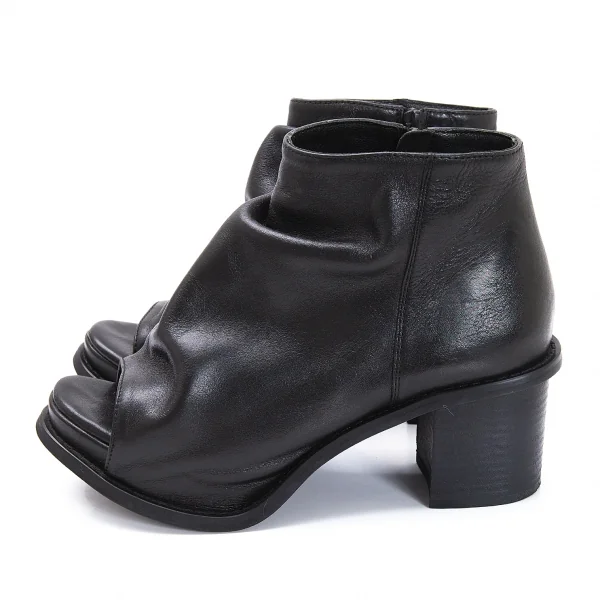 ズッカzucca レザーオープントゥショートブーツ 黒M(24位) K-118087_004