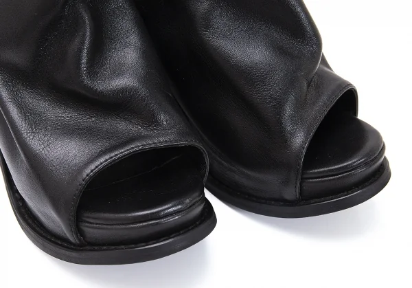 ズッカzucca レザーオープントゥショートブーツ 黒M(24位) K-118087_008