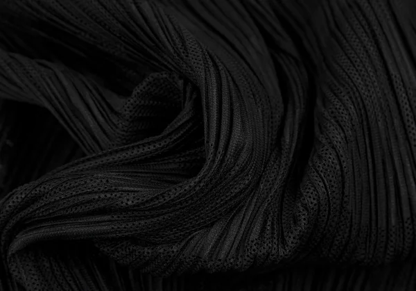 プリーツプリーズPLEATS PLEASE ドットジャガードメッシュフリルスリーブワンピース 黒5 K-118103_015