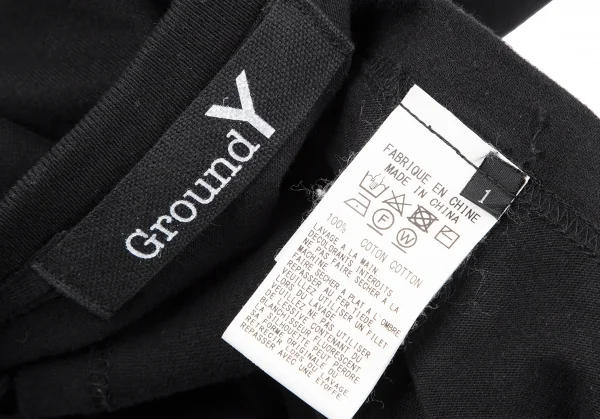 グラウンド ワイGround Y 逆さシグネチャーロゴプリントカットソー 黒1 K-118111_012