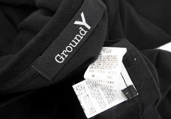 グラウンド ワイGround Y 逆さシグネチャーロゴプリントカットソー 黒1 K-118111_013