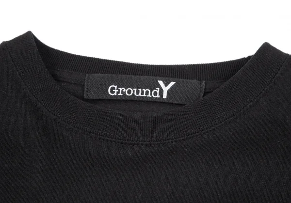 グラウンド ワイGround Y 逆さシグネチャーロゴプリントカットソー 黒1 K-118111_003