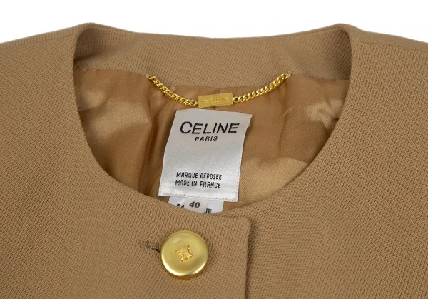 セリーヌCELINE ブラゾンボタンノーカラージャケット キャメル40 K-118121_004