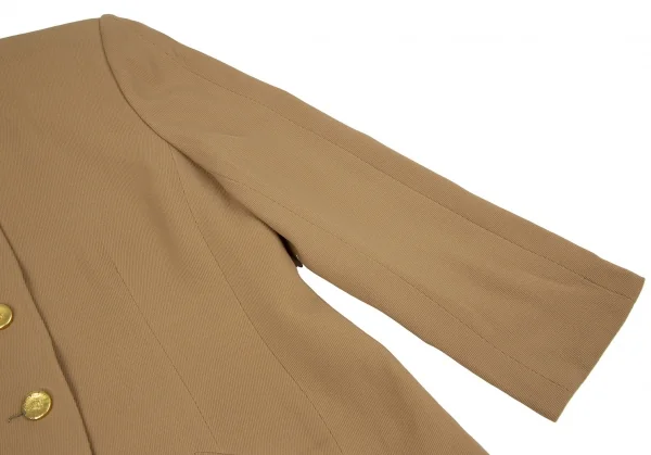 セリーヌCELINE ブラゾンボタンノーカラージャケット キャメル40 K-118121_005