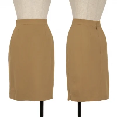 セリーヌCELINE ウール台形スカート キャメル