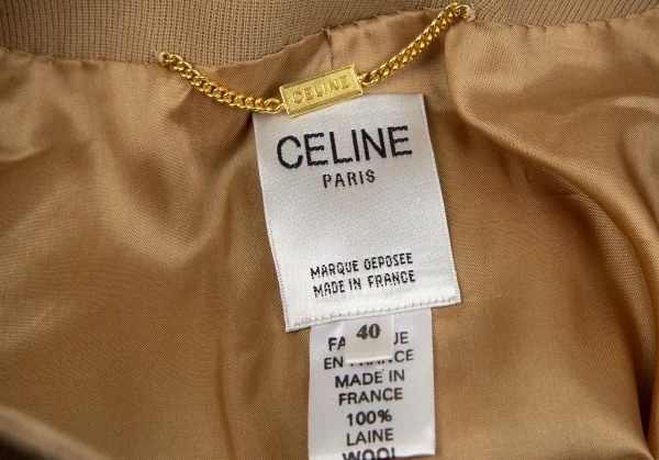セリーヌCELINE ブラゾンボタンノーカラーセットアップ キャメル40 K-118123_012