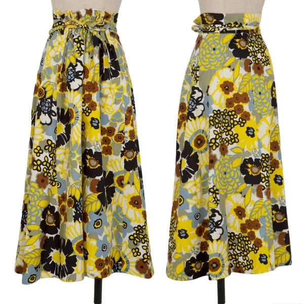 トゥモローランド コレクションTOMORROWLAND collection コットンパルテールプリントウエストギャザーミディスカート 白マルチ34 K-118135_001