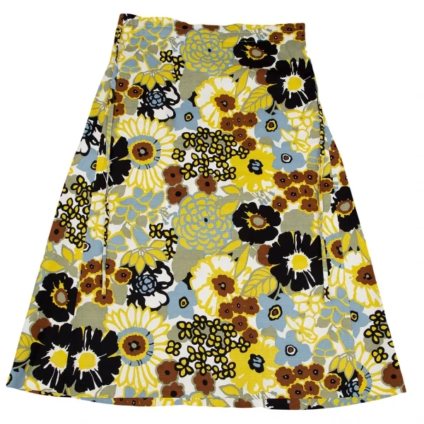 トゥモローランド コレクションTOMORROWLAND collection コットンパルテールプリントウエストギャザーミディスカート 白マルチ34 K-118135_002