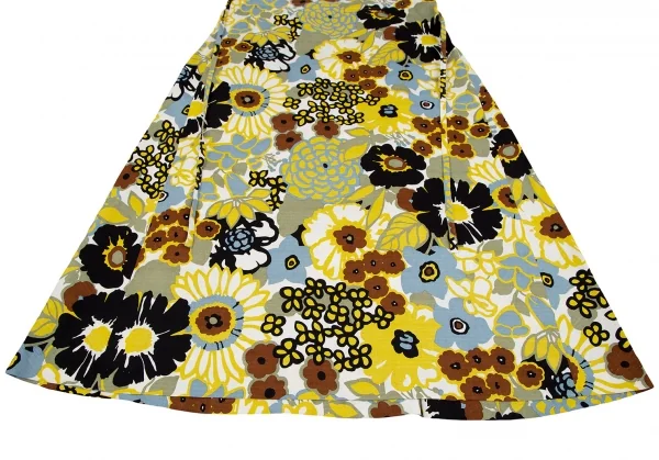 トゥモローランド コレクションTOMORROWLAND collection コットンパルテールプリントウエストギャザーミディスカート 白マルチ34 K-118135_006