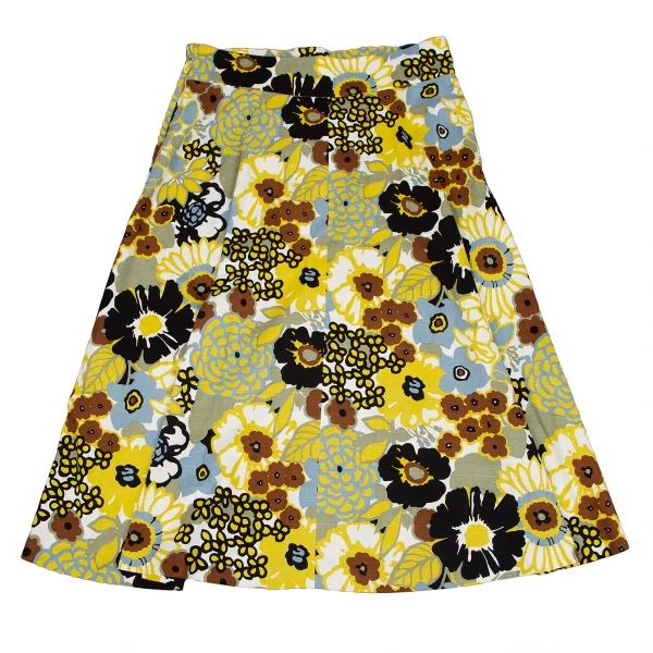 トゥモローランド コレクションTOMORROWLAND collection コットンパルテールプリントウエストギャザーミディスカート 白マルチ34 K-118135_008