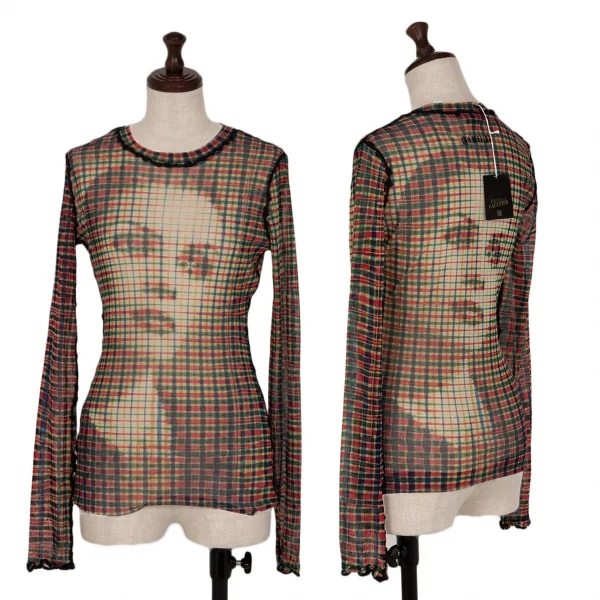 ジャンポールゴルチエ ファムJean Paul GAULTIER FEMME フェイスチェックプリントパワーネットカットソー マルチ40 K-118141_001