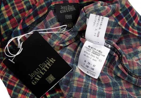 ジャンポールゴルチエ ファムJean Paul GAULTIER FEMME フェイスチェックプリントパワーネットカットソー マルチ40 K-118141_014