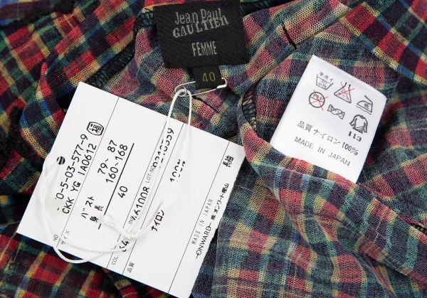 ジャンポールゴルチエ ファムJean Paul GAULTIER FEMME フェイスチェックプリントパワーネットカットソー マルチ40 K-118141_015